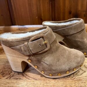 Veronica Beard Dacey Sherpa lined Suede Clog 5.5M